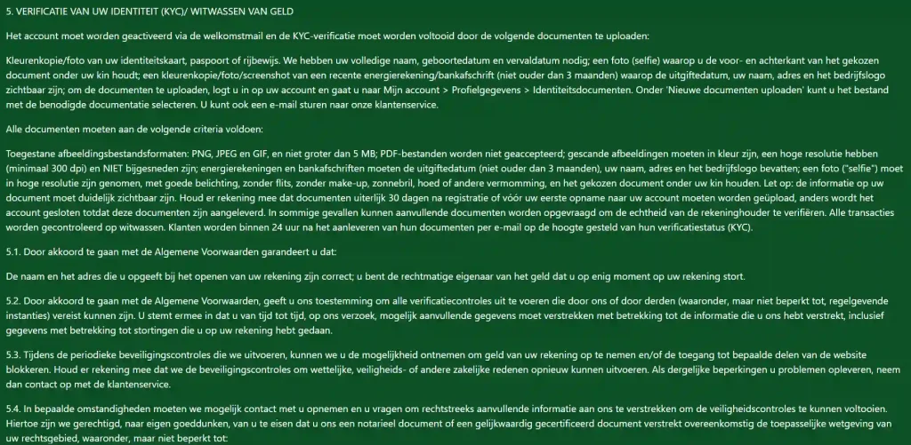 Slots Safari KYC-gedeelte voor identiteitsdocumenten